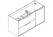 NEWPORT Meuble sous-plan de toilette avec poignées - 2 tiroirs et 1 porte - 120 cm (pour plan double vasque)