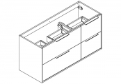 NEWPORT Meuble sous-plan de toilette avec poignées - 4 tiroirs - 120 cm