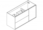 NEWPORT Meuble sous-plan de toilette avec système push-pull - 2 tiroirs et 1 porte - 120 cm (pour plan double vasque)